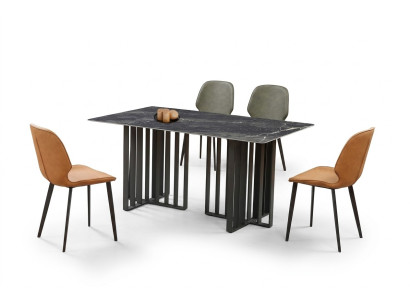 Mesa de comedor de lujo acero inoxidable imitación mármol mesa de comedor 180x90cm
