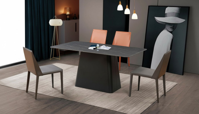 Mesa de comedor moderna Mesa de madera Diseño de mesas de madera Mesa de acero inoxidable Comedor 180x90