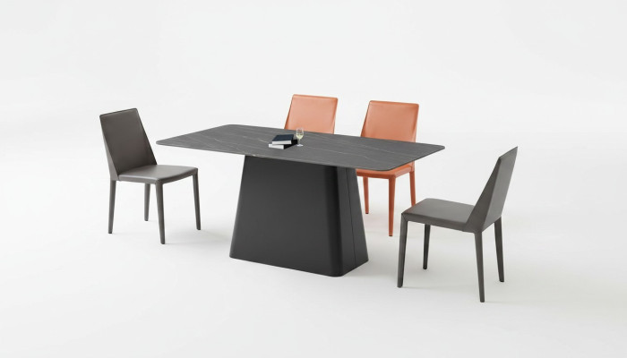 Mesa de comedor moderna Mesa de madera Diseño de mesas de madera Mesa de acero inoxidable Comedor 180x90
