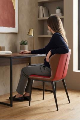 Silla 1x Diseño de lujo Silla de diseño Tapizado Asiento Respaldo Oficina Comedor Madera Nuevo.