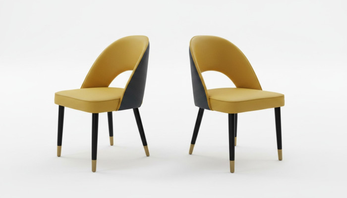 Silla 1x comedor TV asiento silla tapizada moderna amarilla.