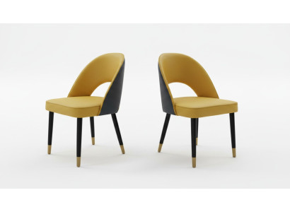 Silla 1x comedor TV asiento silla tapizada moderna amarilla.