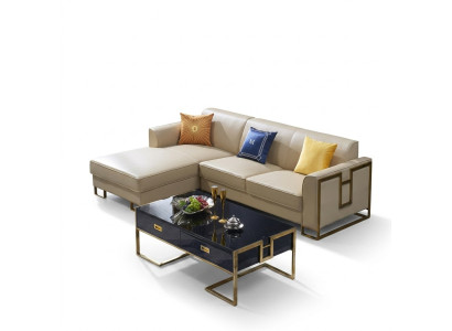 Sofá esquinero en forma de L, sillón, mesa de centro, taburete, sofá esquinero acolchado de 2 piezas. Nuevo.