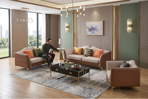 Sofá de 3 plazas + 1 clásico Tapizado de sofá Sofá de esquina de salón Sofás con funda