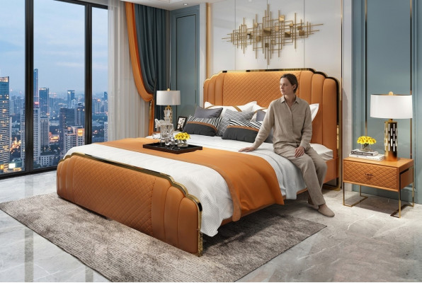 Cama acolchada de diseño de lujo para hotel, cama doble matrimonial de 180x200 cm.
