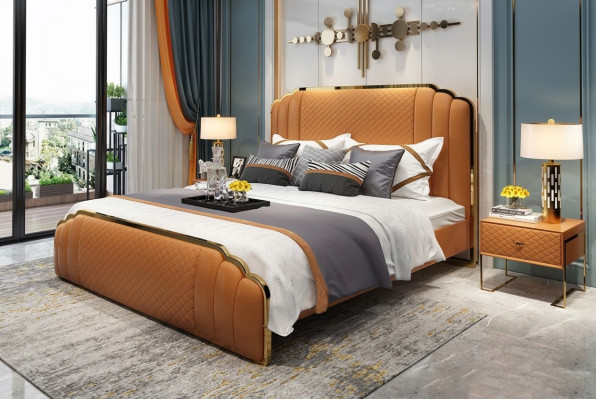 Cama acolchada de diseño de lujo para hotel, cama doble matrimonial de 180x200 cm.