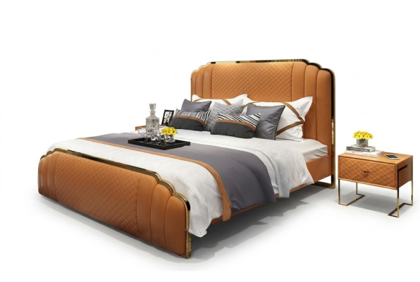 Cama acolchada de diseño de lujo para hotel, cama doble matrimonial de 180x200 cm.