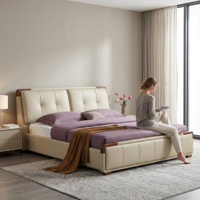 Diseño de dormitorio set de 3 piezas Cama Mesita de noche Clásico conjunto de muebles de lujo