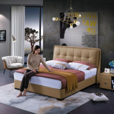 Diseño de dormitorio 3 piezas. Cama 2x mesita de noche Set de muebles de camas de lujo clásicas