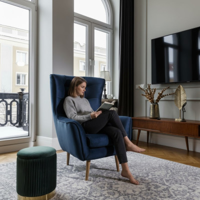 Sillón Club Lounge Diseñador Sillón con Respaldo Sofá Tapiizado de 1 Plaza Nuevo Textil