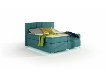 Cama acolchada de diseñador de lujo Boxspring, cama de diseñador en tela 180x200 nueva.