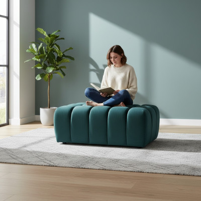 Taburete Reposapiés Taburete de acompañamiento Chaise longue Banco Terciopelo Tela