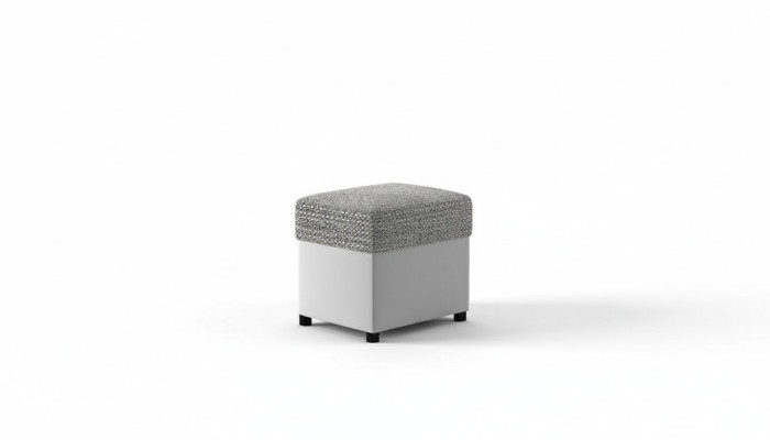 Taburete Taburete tapizado Reposapiés Muebles Hogar Bancos Asientos Textil Gris