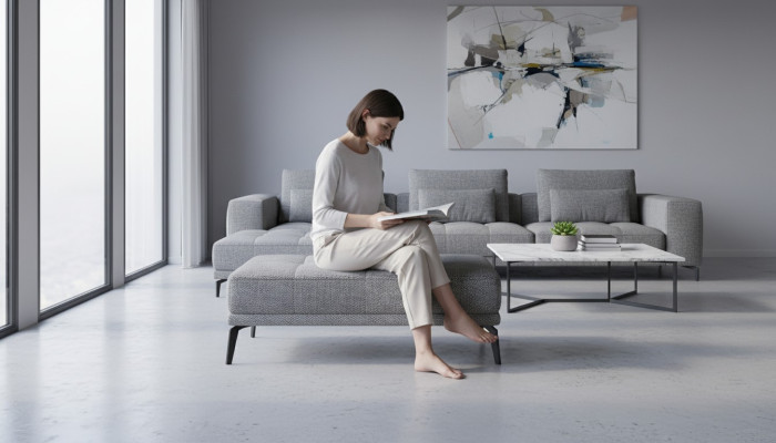 Sillón reposapiés Taburete xxl Club Otomano Pufa Cuero Textil Otomano Diseñador Nuevo