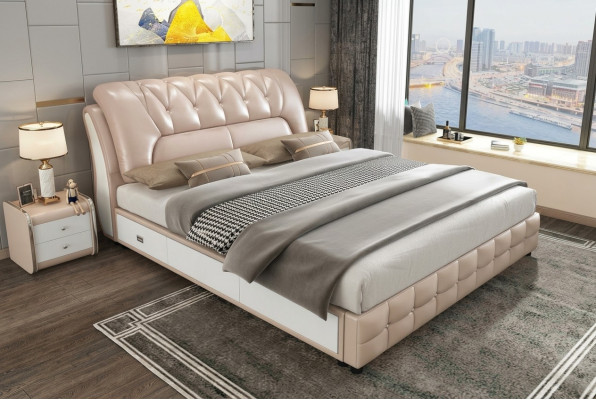 Cama de diseñador tapizado de lujo diseño cama doble Hotel 180x200cm