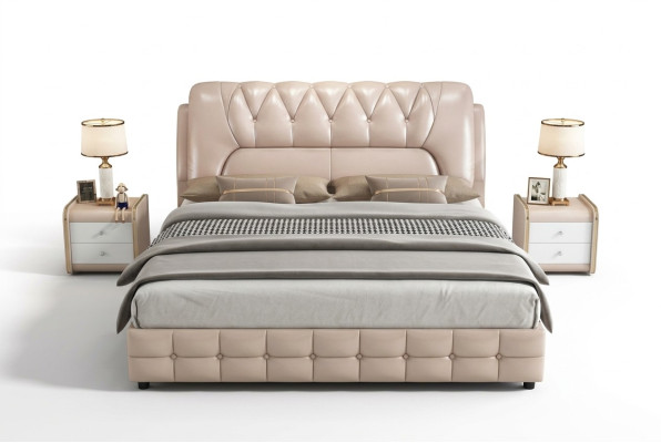 Cama de diseñador tapizado de lujo diseño cama doble Hotel 180x200cm