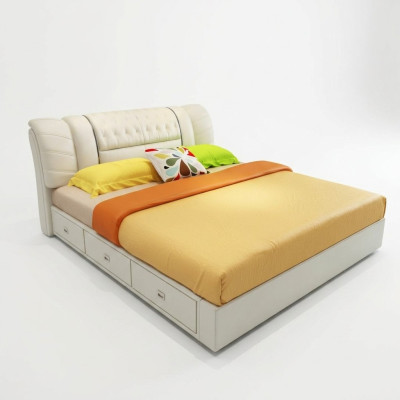 Lujo Dormitorio Cama tapizada Doble camas 180x200 Muebles de diseñador Mobiliario.