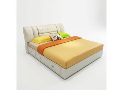 Lujo Dormitorio Cama tapizada Doble camas 180x200 Muebles de diseñador Mobiliario.