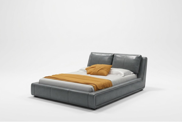 Cama de diseñador de lujo doble de cuero de hotel de metal doble habitación de sueño nueva.