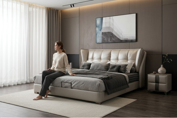 Camas de dormitorio gris colchón cama Chesterfield muebles italianos