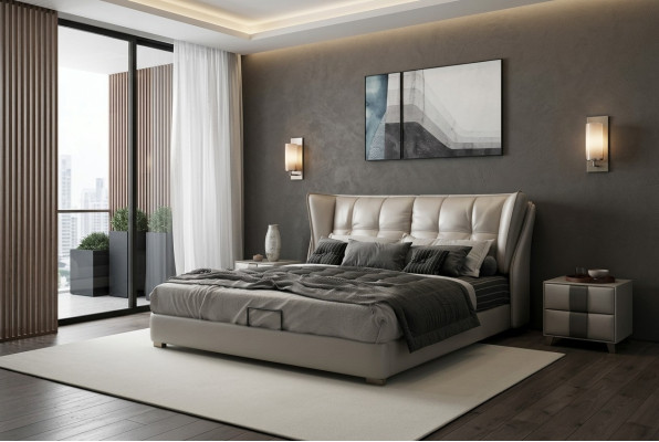 Camas de dormitorio gris colchón cama Chesterfield muebles italianos