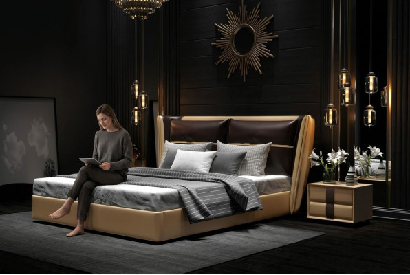 Lujo diseñador Hotel cama dormitorio camas tapizadas cama doble.
