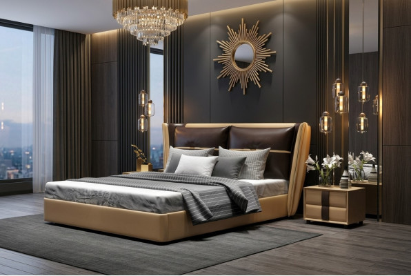 Lujo diseñador Hotel cama dormitorio camas tapizadas cama doble.