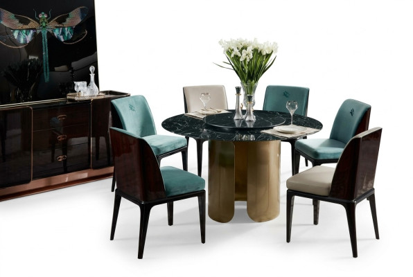 Conjunto de sillas de comedor azul claro Conjunto de 4 sillas con respaldo moderno de diseño de lujo