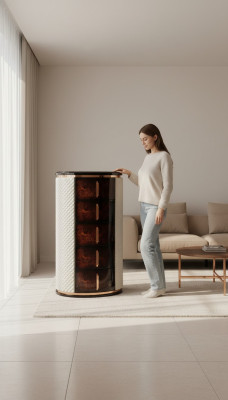 Cómoda alta de lujo marrón de diseño moderno mueble de madera para salón.