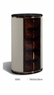 Cómoda alta de lujo marrón de diseño moderno mueble de madera para salón.