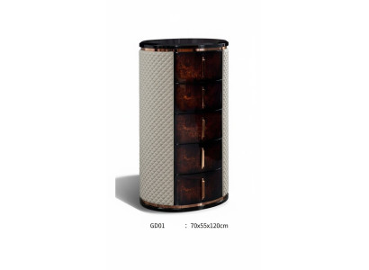 Cómoda alta de lujo marrón de diseño moderno mueble de madera para salón.
