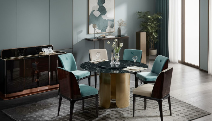 Silla azul comedor Sillas modernas Diseño de muebles de lujo Mobiliario de diseño nuevo