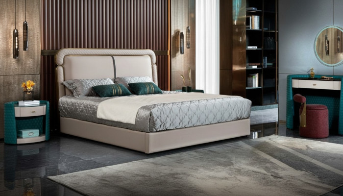 Juego de cama Consola Taburete Mesita de noche Cama Muebles de dormitorio