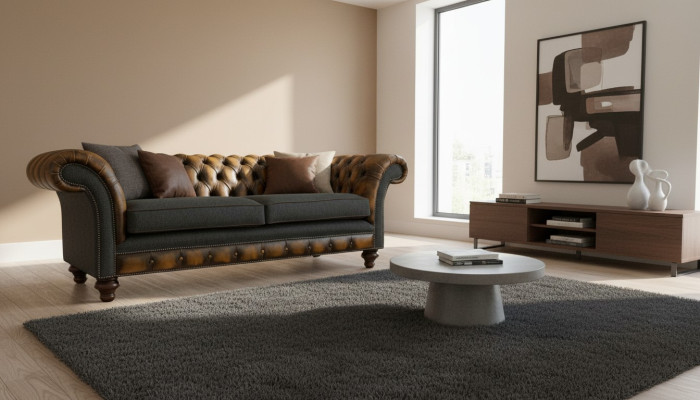 Sofá de cuero amarillo Chesterfield diseñador moderno de lujo para sala de estar de 3 plazas.