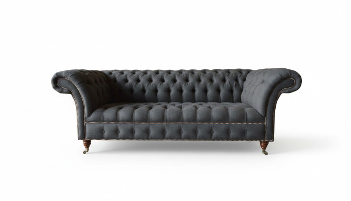Chesterfield 3 asientos tela Gris oscuro Diseño moderno Sofá Sofá Muebles Diseñador