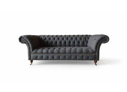 Chesterfield 3 asientos tela Gris oscuro Diseño moderno Sofá Sofá Muebles Diseñador