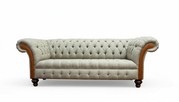 Chesterfield de 3 plazas Beige Sala de estar Diseño Sofá Tapizados Sofás Textiles