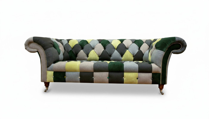 Chesterfield de 3 plazas, multicolor, diseño de sala de estar, sofá, muebles de diseño.