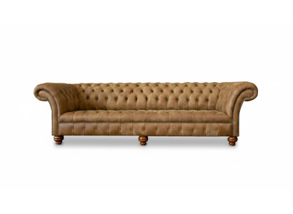 Chesterfield de 4 plazas en cuero marrón claro diseño moderno sofá muebles creativos