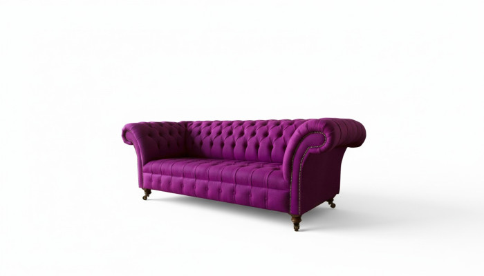 Chesterfield sofá de diseño de tela lila para 3 personas, nuevo. Sofá creativo.