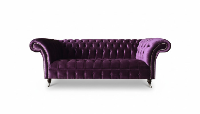 Chesterfield de 3 plazas Púrpura Tela Sofá de diseño Sofás Tapizado Nuevo Textil