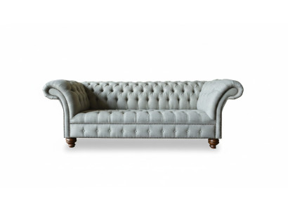 Chesterfield sofá de 3 plazas moderno de sala de estar en gris claro, nuevo, tela creativa.