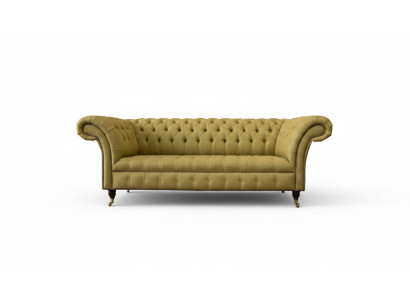 Chesterfield de 3 plazas Amarillo Sala de estar Diseño de sofás Sofás Tapizados Sofá Textil