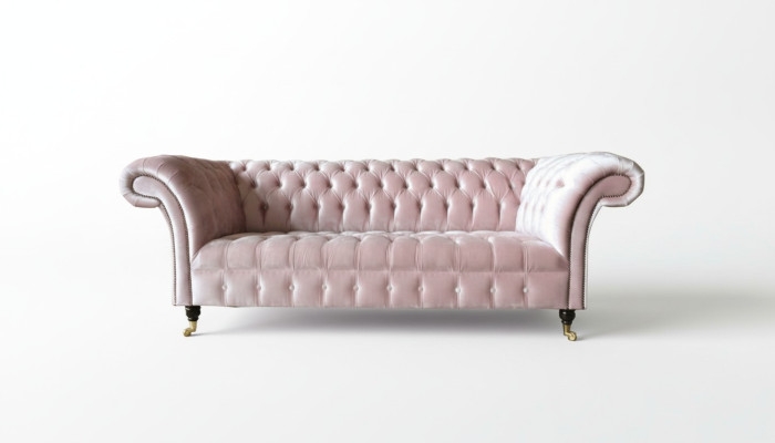 Chesterfield de 3 plazas en rosa claro Muebles creativos Nuevos Sala de estar Diseño moderno Sofá