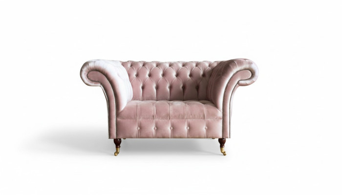Sillón Chesterfield rosa de tela para sala de estar, diseño moderno, muebles creativos nuevos.