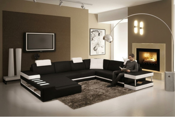 Sofá de cuero sofá de esquina conjunto de salón sofá de diseñador sofá de luz tapicero Hallstadt