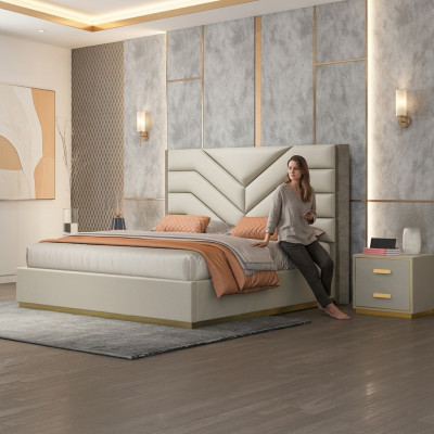 Cama Acolchada Diseño Lujo Madera Camas Dobles Matrimonio Dormitorio Cuero Muebles Hotel