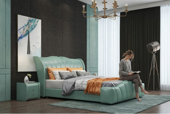 Cama clásica cama doble cama de matrimonio cama de cuero Chippendale dormitorio