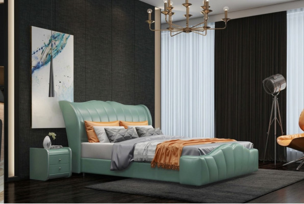 Cama clásica cama doble cama de matrimonio cama de cuero Chippendale dormitorio