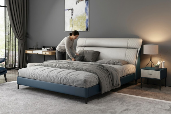 Camas de hotel de lujo cama doble diseño madera muebles modernos dormitorio